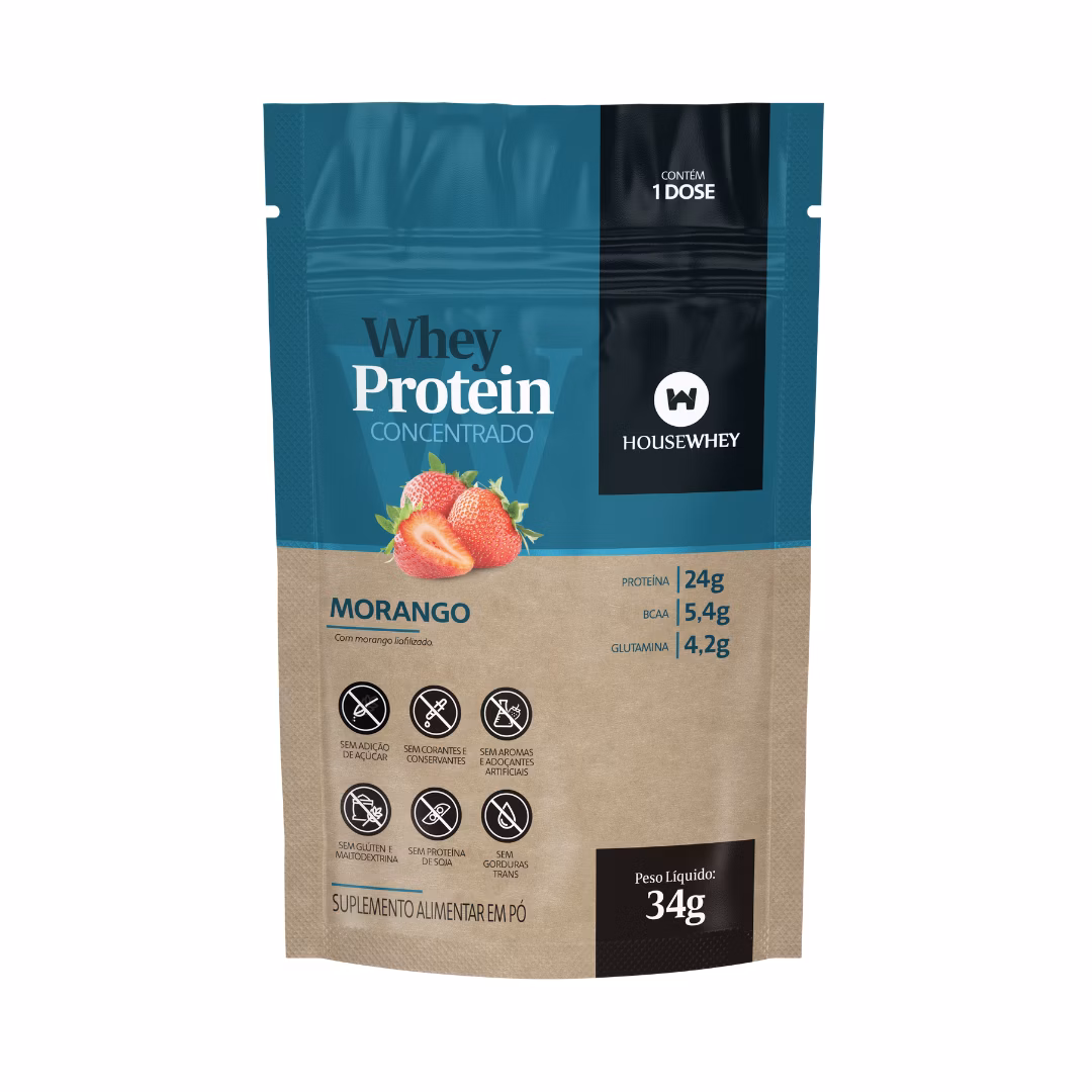 Whey Protein Concentrado Morango - 34g